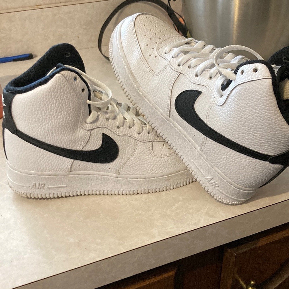 Nike White and Black High-Top Sneakers